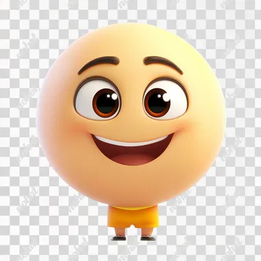happy emoji movie character. No hair. white background.
