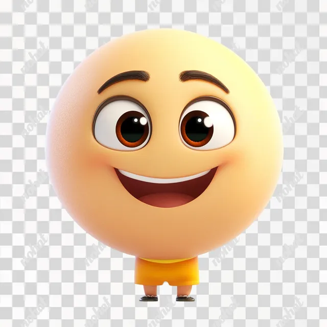 Joyful Emoji Character: A Hairless Delight