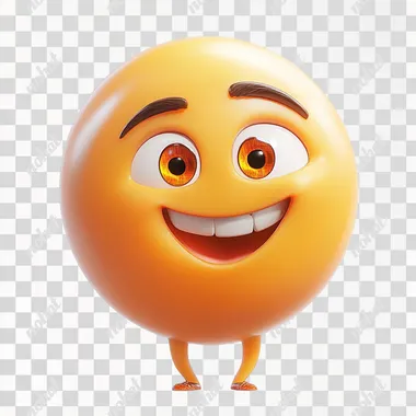 happy emoji movie character. No hair. white background.
