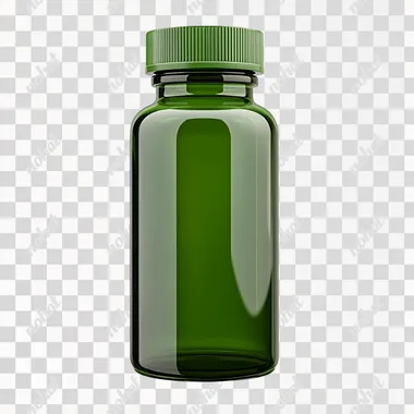 green medical bottle isolated on white