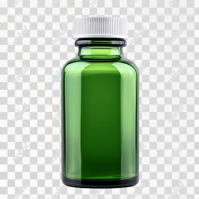 png a green glass bottle with a white cap