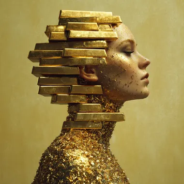 a woman made of gold bars