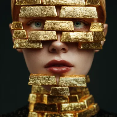 a woman made of gold bars