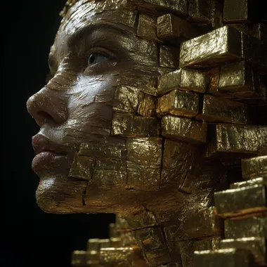 a woman made of gold bars