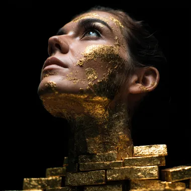 a woman made of gold bars