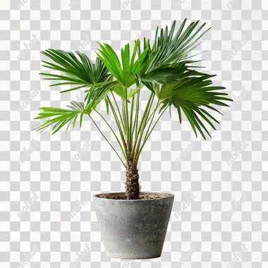 photograph of dwarf palmetto on white background