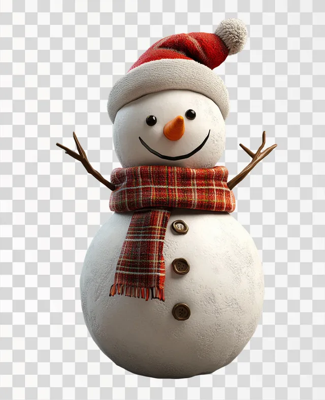 Smiling Snowman 3D Model on Gray Background