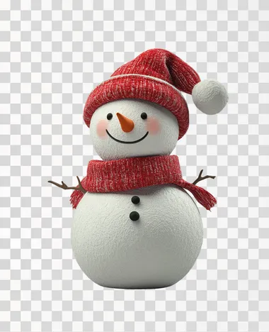 3D model of cute snowman smiling and standing, gray background