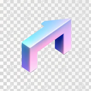 Simple 3D upward arrow icon, minimalist design, isometric view, soft gradient, clean lines, professional look, white background,