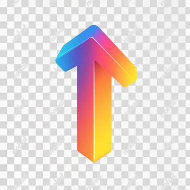 Simple 3D upward arrow icon, minimalist design, isometric view, soft gradient, clean lines, professional look, white background,