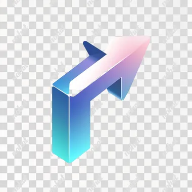 Simple 3D upward arrow icon, minimalist design, isometric view, soft gradient, clean lines, professional look, white background,