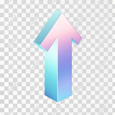 Simple 3D upward arrow icon, minimalist design, isometric view, soft gradient, clean lines, professional look, white background,