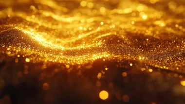 Create a realistic image of a vibrant golden texture resembling a glittering surface, with a rich, warm yellow color scheme. The image should convey a sense of warmth and richness, showcasing the shine and sparkle typical of a gold material.