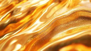 Create a realistic image of a vibrant golden texture resembling a glittering surface, with a rich, warm yellow color scheme. The image should convey a sense of warmth and richness, showcasing the shine and sparkle typical of a gold material.