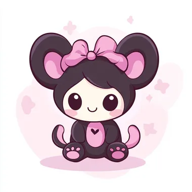 Cute Kuromi character, simple shape, with a certain depth, vector design of the game icon, colorful, playful, simple background, 2d flat style, low detail