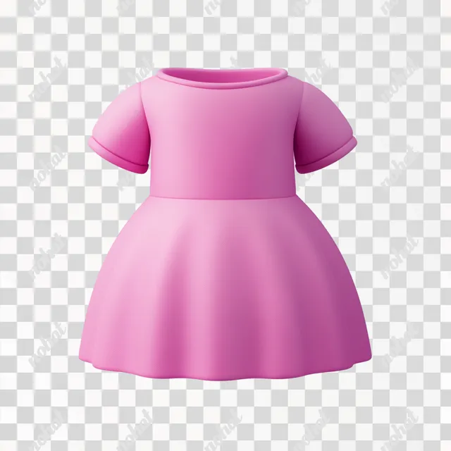 PNG 3D Icon of Women's Pink Dress for Fashion and Apparel Showcase