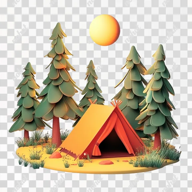 Moonlit Woodland Tent: A 3D Cartoon Adventure