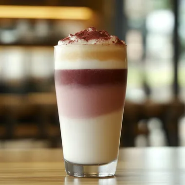 frappe drink half maroon half white