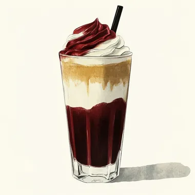 frappe drink half maroon half white