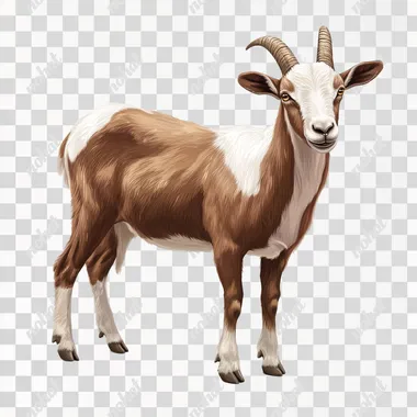 a realistic illustraton of a nubian goats on a white background