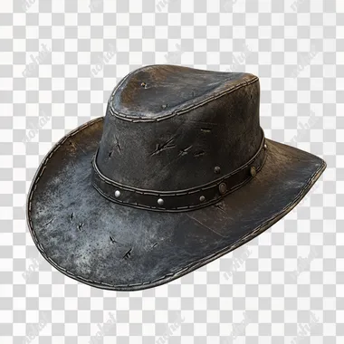 postapocalyptic dark gray gus hat in 3D perspective, item icon for computer game on white background, photorealistic