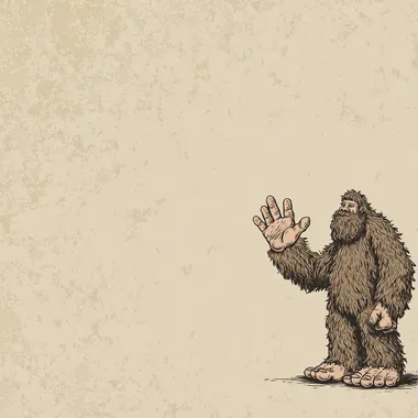 bigfoot hand drawn cartoonish style plain background