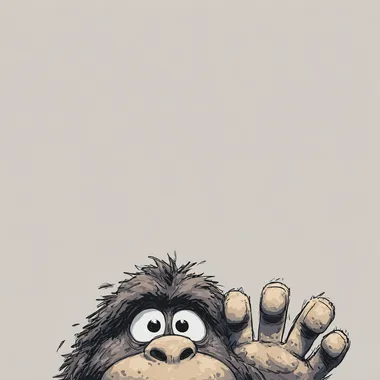 bigfoot hand drawn cartoonish style plain background