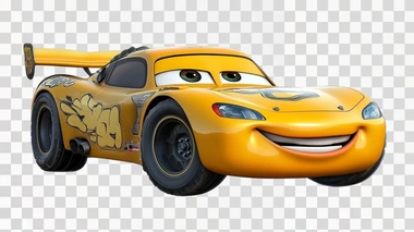 yellow mcqueen mater pixar cartoon car isolated on white background