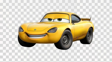 yellow mcqueen mater pixar cartoon car isolated on white background