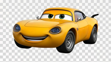 yellow mcqueen mater pixar cartoon car isolated on white background