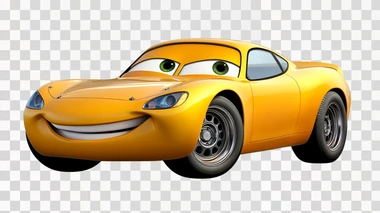 yellow mcqueen mater pixar cartoon car isolated on white background