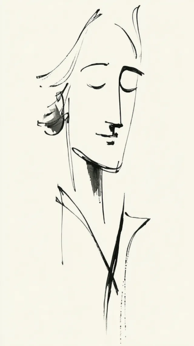 Minimalistic Line Drawing of a Woman's Face