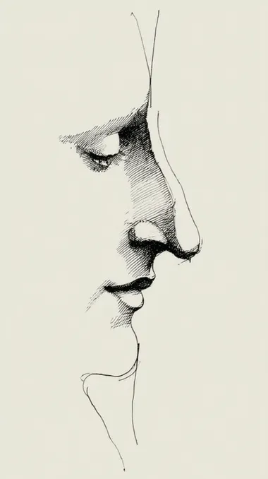 A simple line drawing of a womans face, minimalistic and elegant. The lines should be clean and bold on a white background, capturing Picasso's iconic doodle style, focusing more on simplicity and form than detail.  --s 1000