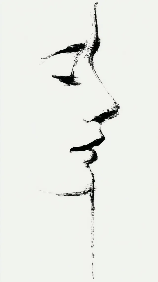 Minimalistic Woman's Face Line Drawing