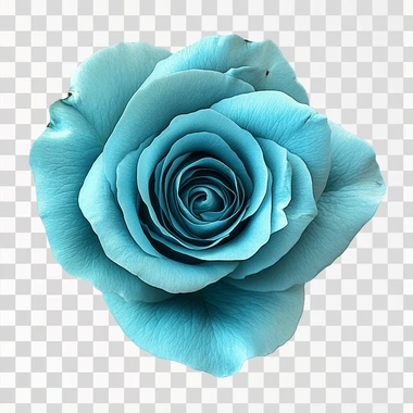 vertical teal blue rose with blank white background