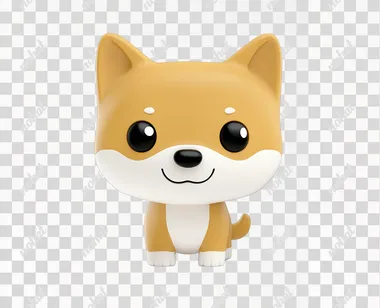 a funko pop style character of a shiba inu on white background
