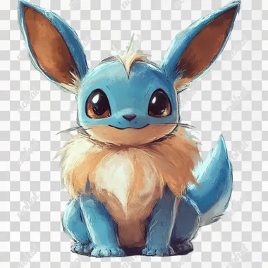 draw me a fusion of two pokmon from the pokmon series: eevee merged with Stitch