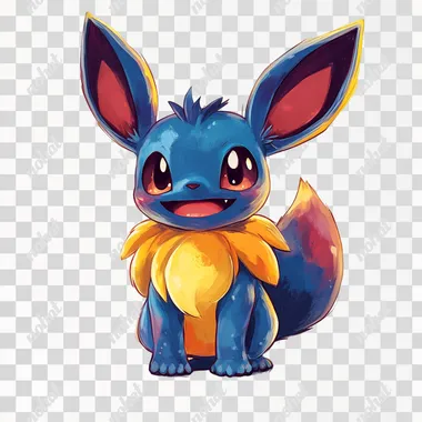 draw me a fusion of two pokmon from the pokmon series: eevee merged with Stitch