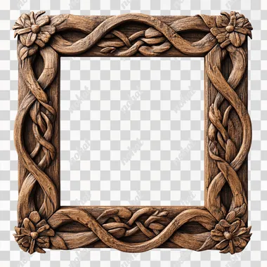 A viking wood frame with some viking ornaments white background --s 250