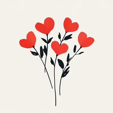 Valentine's Day clip art for Valentine's Day card covers, minimalist art style, roses shaped like hearts  rofile 51ie9ff