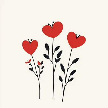 Valentine's Day clip art for Valentine's Day card covers, minimalist art style, roses shaped like hearts  rofile 51ie9ff