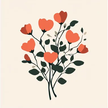 Valentine's Day clip art for Valentine's Day card covers, minimalist art style, roses shaped like hearts  rofile 51ie9ff