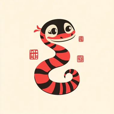 Chinese Zodiac,Chinese traditional style, year of snake, simple background, minimalism design, cute snake not scary,