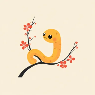 Chinese Zodiac,Chinese traditional style, year of snake, simple background, minimalism design, cute snake not scary,