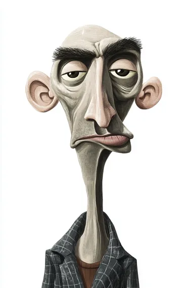 a man caricature with a giant head, illustration isolated on white background