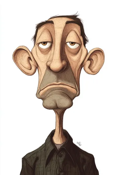 a man caricature with a giant head, illustration isolated on white background