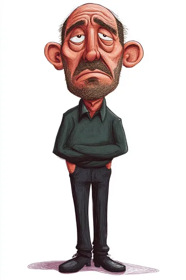 a man caricature with a giant head, illustration isolated on white background