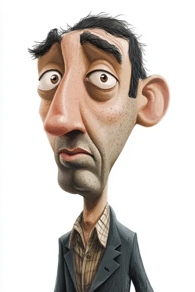 a man caricature with a giant head, illustration isolated on white background