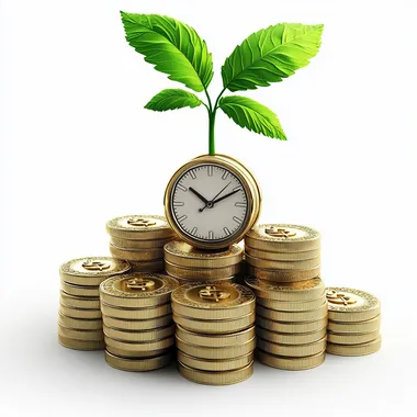 3D Finance Time Isolated white Png Background Growth Business Success Economy Icon. --s 150