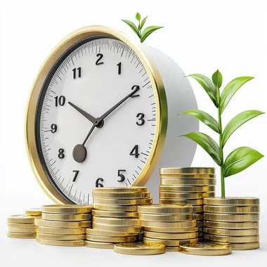 3D Finance Time Isolated white Png Background Growth Business Success Economy Icon. --s 150